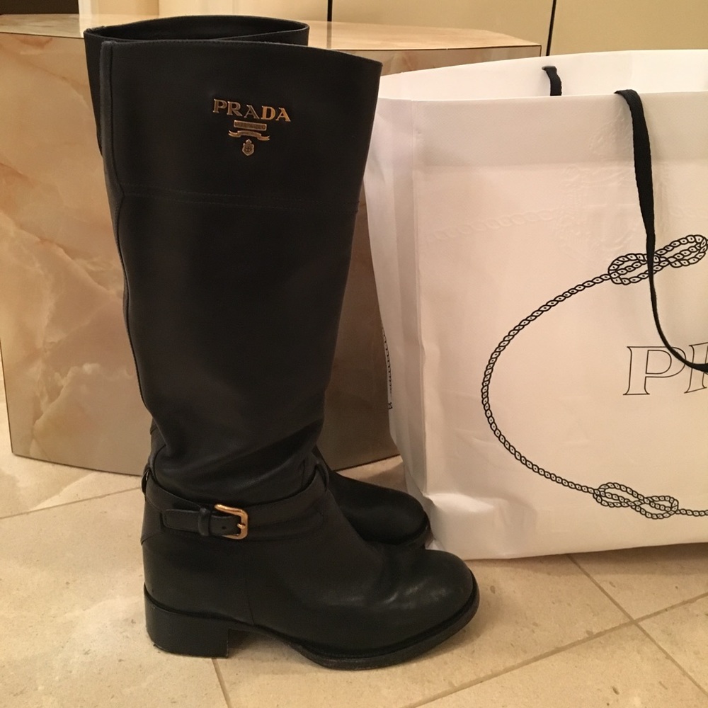 Prada leather riding boots